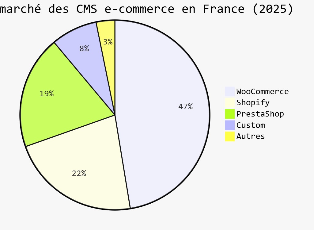 WordPress et WooCommerce, parts de marché